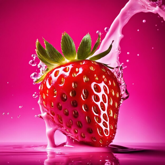 3d rendered food illustration of a stawberry splash