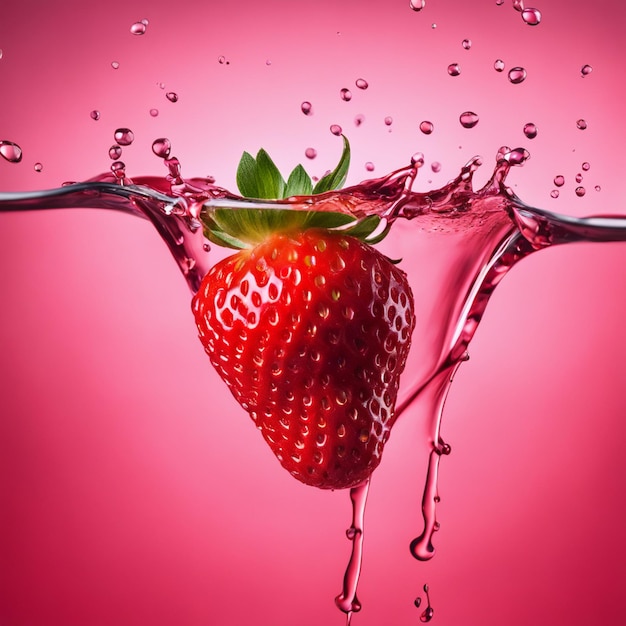 3d rendered food illustration of a stawberry splash