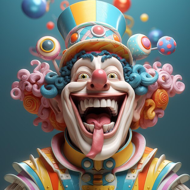 Photo 3d rendered fun carnival character