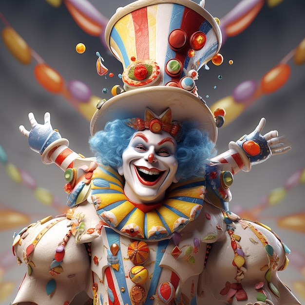 3d rendered fun carnival character