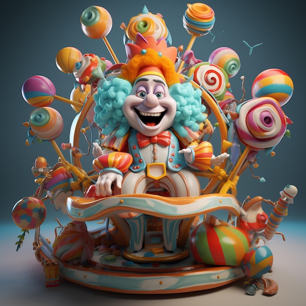 3d rendered fun carnival character