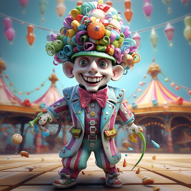 3d rendered fun carnival character