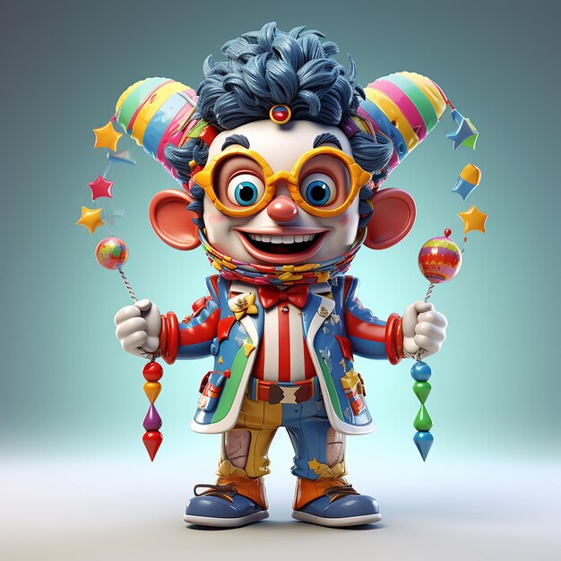 Photo 3d rendered fun carnival character