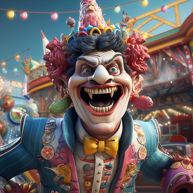 3d rendered fun carnival character