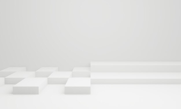 3d визуализированный геометрический этап. белый фон комнаты.