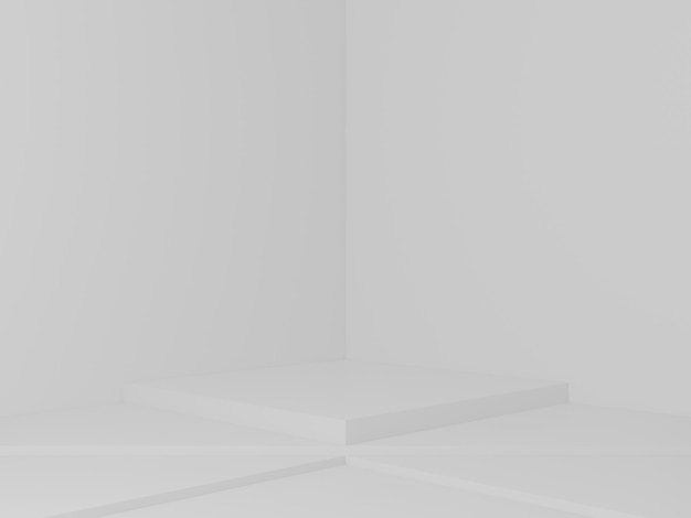 3D rendered  geometric stage White room background