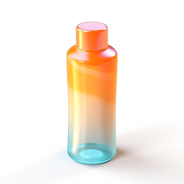 3D rendered A glass lotion bottle on a white background in the style of dynamic color