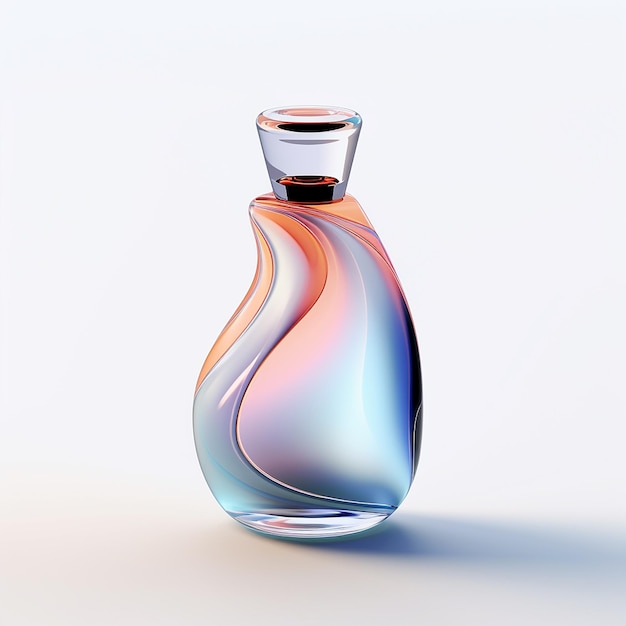 3d rendered a glass lotion bottle on a white background in the style of dynamic color