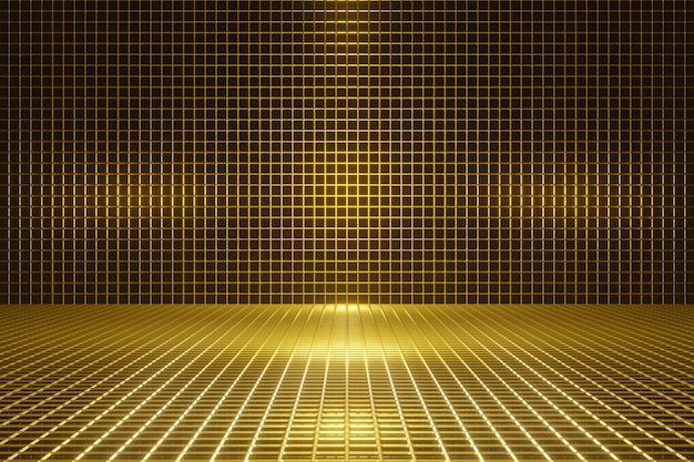 3D rendered golden grid background