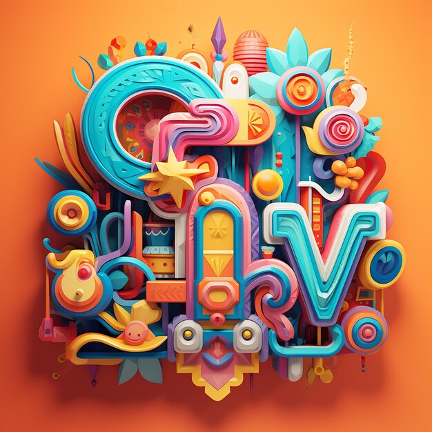 3d rendered groovy cartoonstyle designs with words storytelling style bright colors