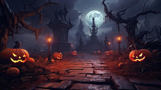 3D rendered halloween themed background wallpaper