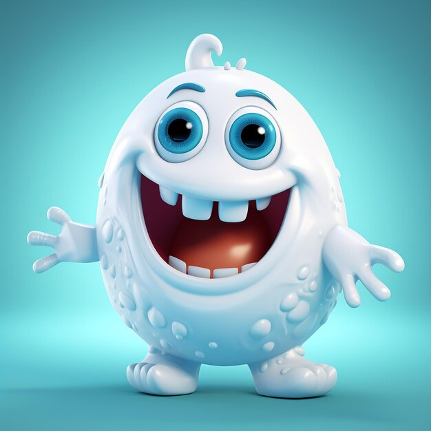 Photo 3d rendered happy ghost monster baby