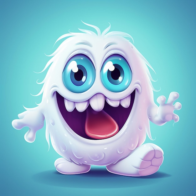 Photo 3d rendered happy ghost monster baby