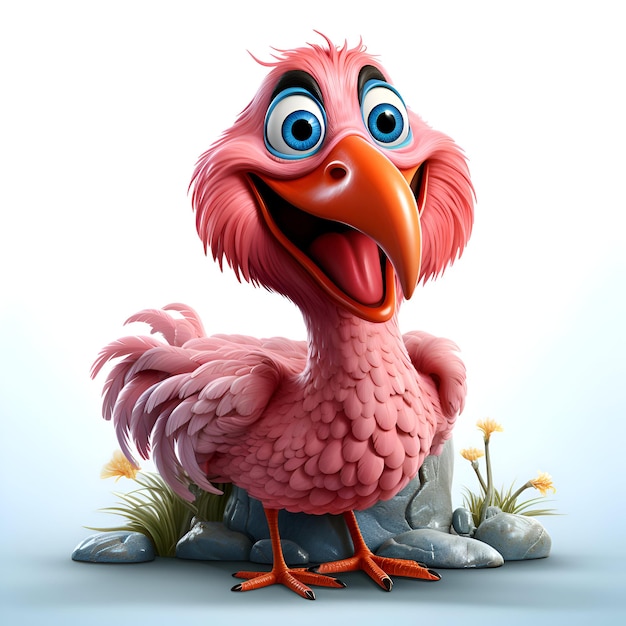 3D rendered illustration of a cartoon vulture with a funny expression