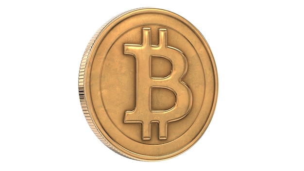 3D rendered illustration of Gold Bitcoin isolated on white background. High quality 3d illustration