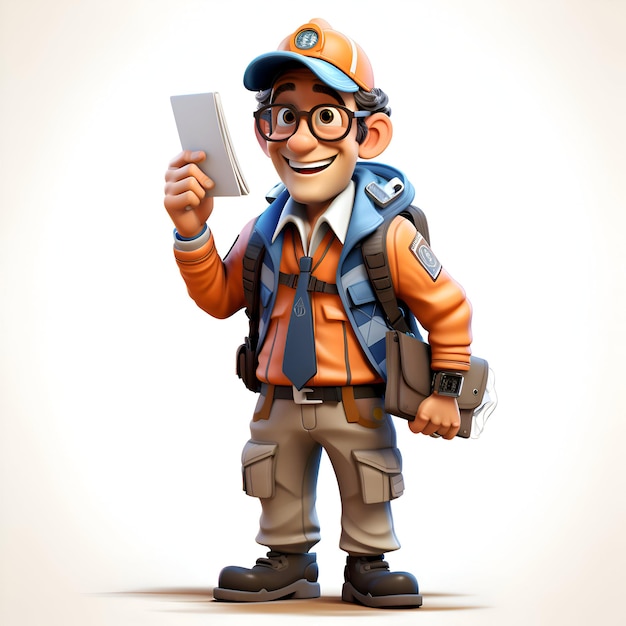 3D Rendered illustration of a male backpacker with a tablet