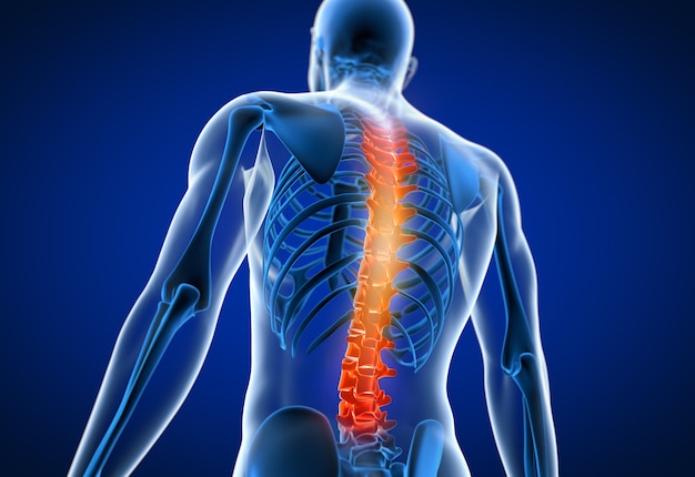 3d rendered illustration of a man having a painful back