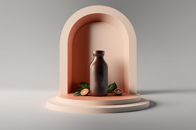 3d rendered illustration Mockup. Podium mockup. Cosmetic product mockup.