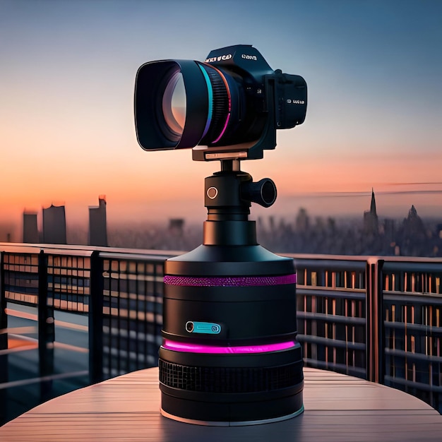 3d rendered illustration of a neon style camera