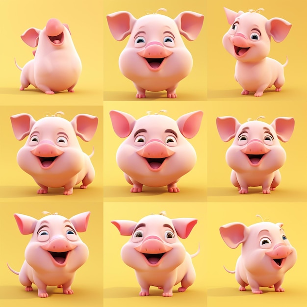 3D レンダリングで豚の顔を描いた絵