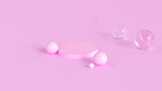 Фото 3d-илюстрация розовая минимальная сцена подиум для презентации косметического продуктаабстракт минимальный