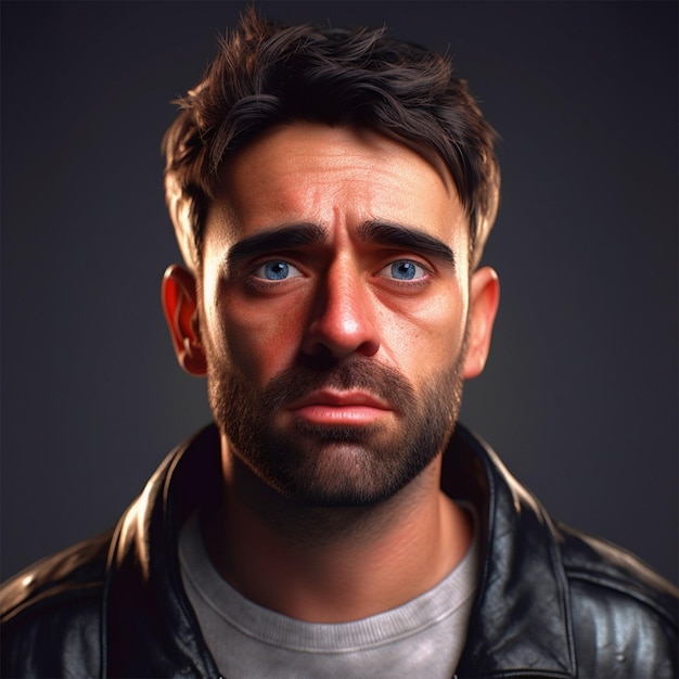 3D rendered illustration of serious man face