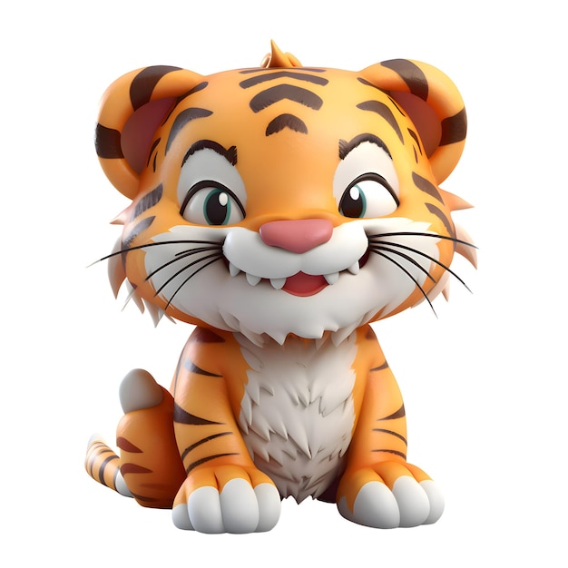 3d rendered illustration of tiger cartoon character with white backgroung