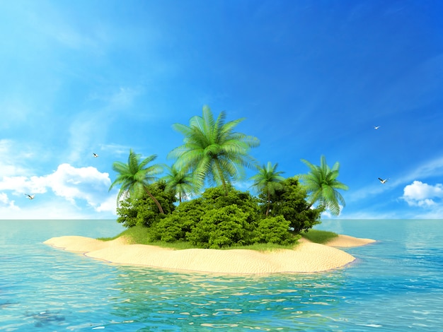 Premium Photo | 3d rendered illustration of a tropical island