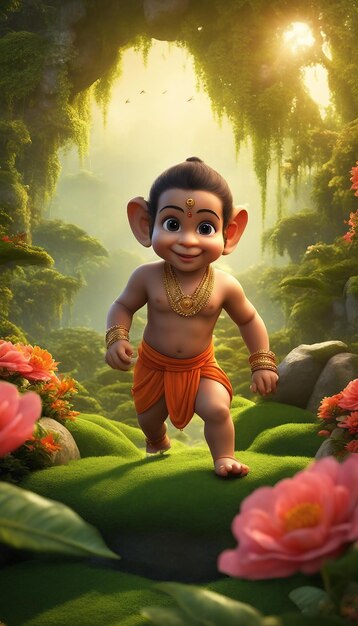 Photo 3d rendered image of childhood hanuman ji