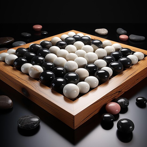 Photo 3d rendered image of oriental go board game