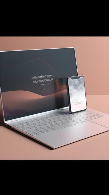 Foto un'immagine 3d di uno smartphone sullo schermo di un laptop
