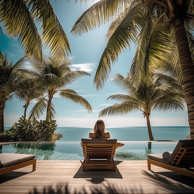 3d rendered image of woman relaxing in sun