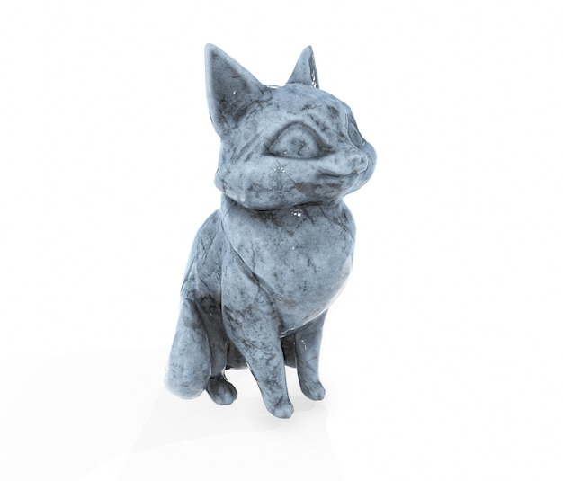 猫の像の3Dレンダリング画像