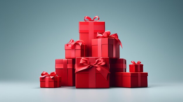 3D-рендеринг изолированных красных подарочных коробок