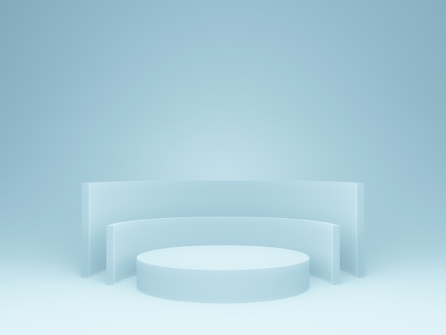 3D rendered light blue podium.