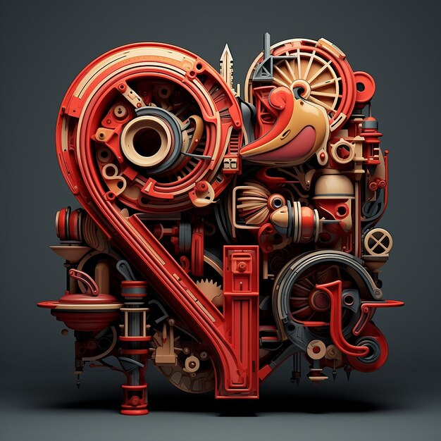 3D rendered Love written in up to date typography with unobtrusive heart complements