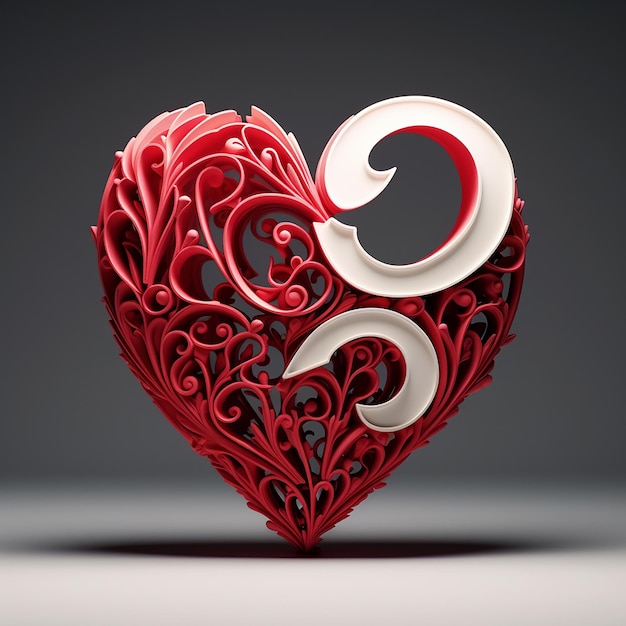 3D rendered Love written in up to date typography with unobtrusive heart complements