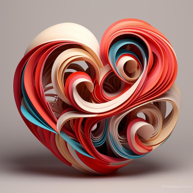 3D rendered Love written in up to date typography with unobtrusive heart complements