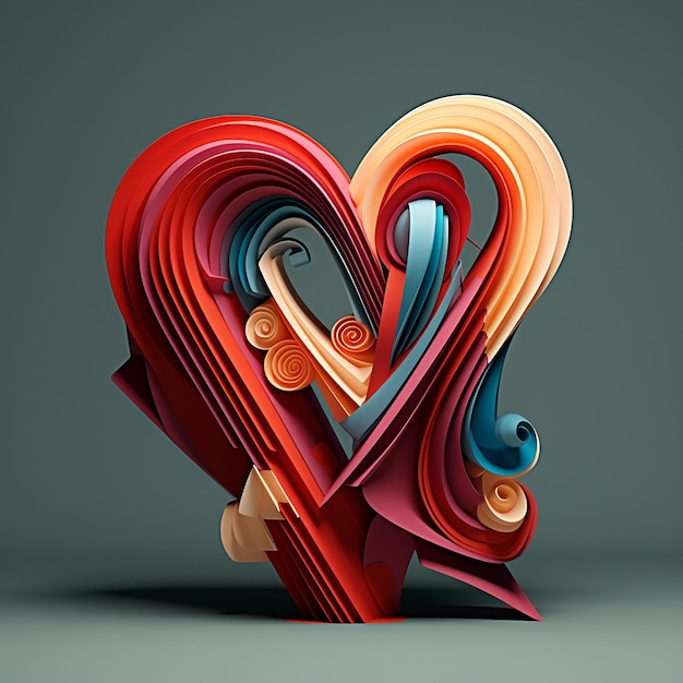 3D rendered Love written in up to date typography with unobtrusive heart complements