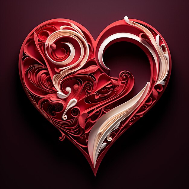 3D 렌더링 된 사랑은 무시무시한 심장 보완으로 최신 타이포그래피로 작성되었습니다.