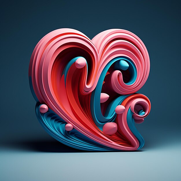 3D rendered Love written in up to date typography with unobtrusive heart complements