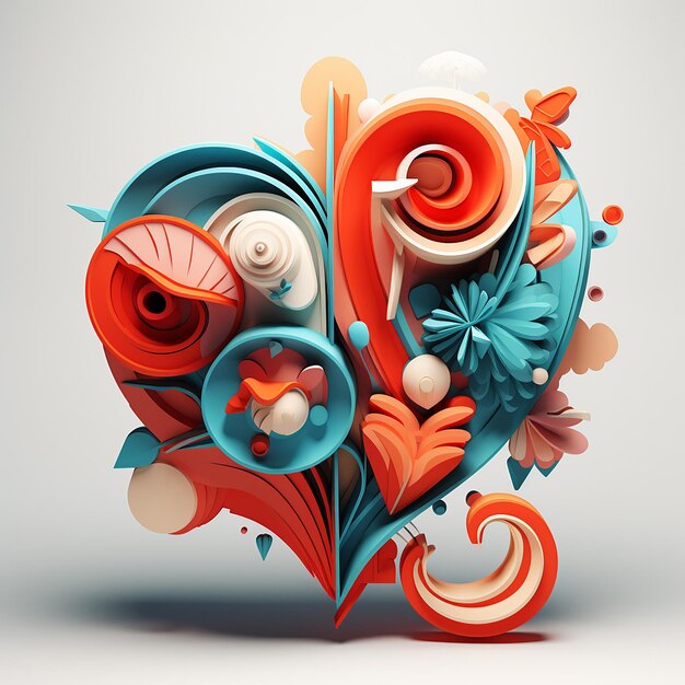 3D rendered Love written in up to date typography with unobtrusive heart complements