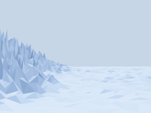 3D rendered low poly ice mountain