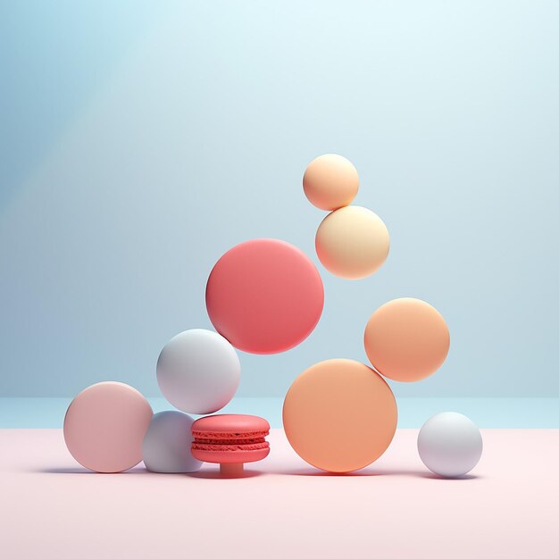 3D rendered macaroons with soft background