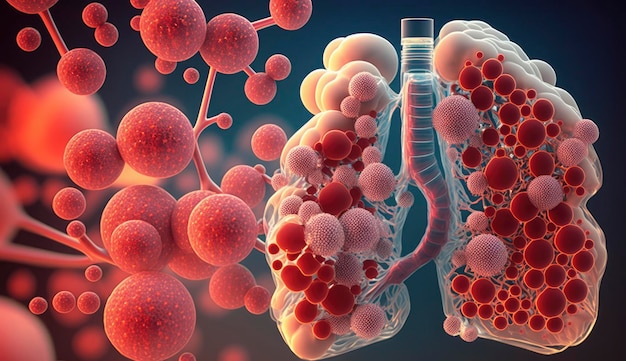 肺癌の 3 d レンダリングされた医学的に正確な図 肺癌の診断と人間の肺疾患 肺癌または肺炎 解剖学のヘルスケアまたは医学の概念 生成 Ai