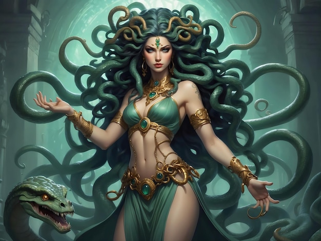 3D rendered of Medusa Woman created with Generative AI