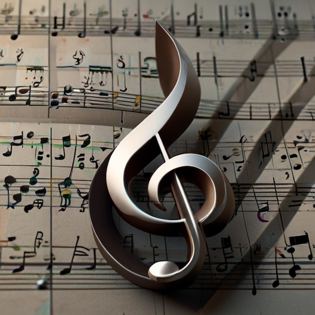 Photo 3d rendered musical note background