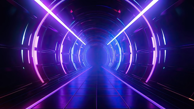 3d rendered neon tunnel background