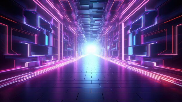 3D rendered neon tunnel background