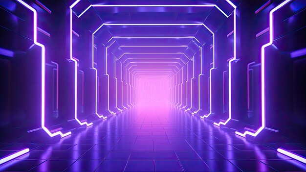 3d rendered neon tunnel background